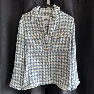 Zara Textured Blue and Cream Jacket